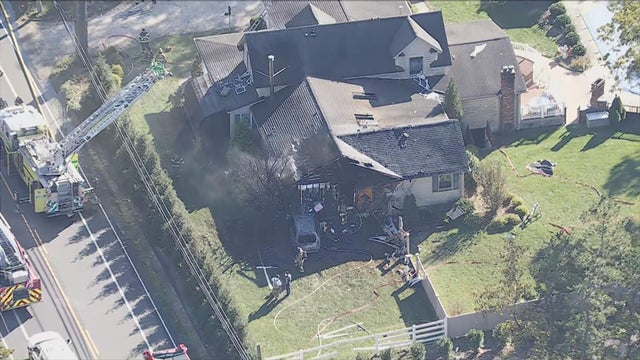 Car crashes into Burlington County, New Jersey, home and sparks fire 