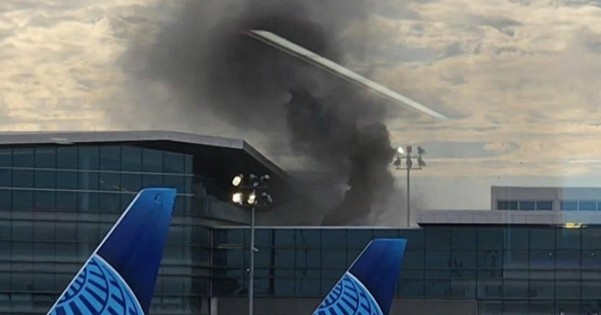 Flames shoot from roof of George Bush Intercontinental Airport in Houston