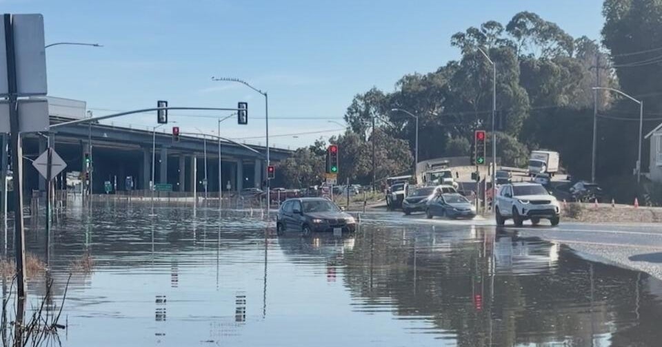 High tides flood Sausalito roads, strand pedestrians as scientists warn of more coastal flooding