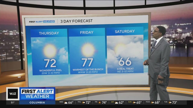 Cloudy Wednesday, beautiful Thursday in Maryland