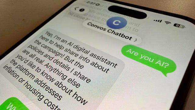 A screenshot of a demo conversation with an AI chatbot powered by Convos.ai. 